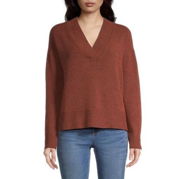 Ana A New Approach Womens V-Neck Red Rust Textured Long Sleeve Sweater Size XXL - Picture 1 of 7